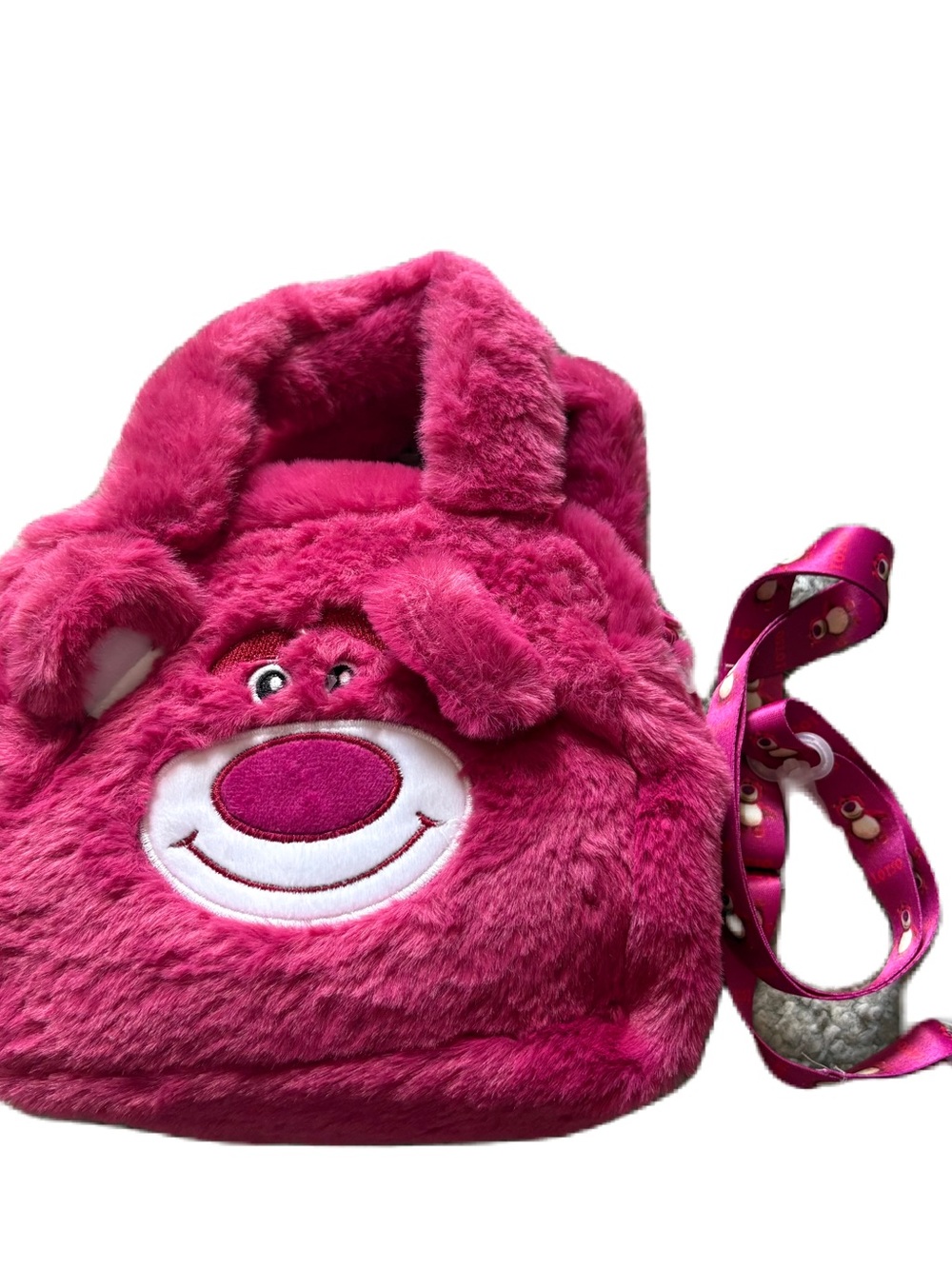 Disney Plush Lotso Bear Bag Purse Crossbody Purple Fuzzy